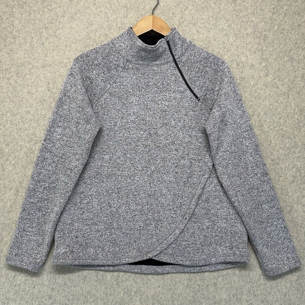 Aventura Gray Fleece Wrap Mock Neck Pullover Sweater Women's Size 8